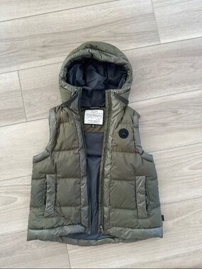 Macpac Olive Down Puffer Vest with Hood
